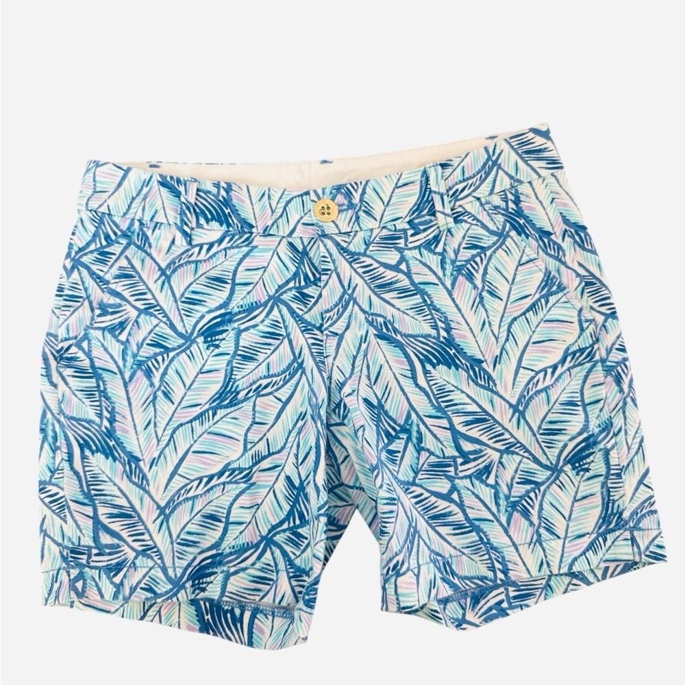 Lilly Pulitzer The Jayne Stretch Shorts Bennet Blue Lets Mango 7" Inseam Size 2
